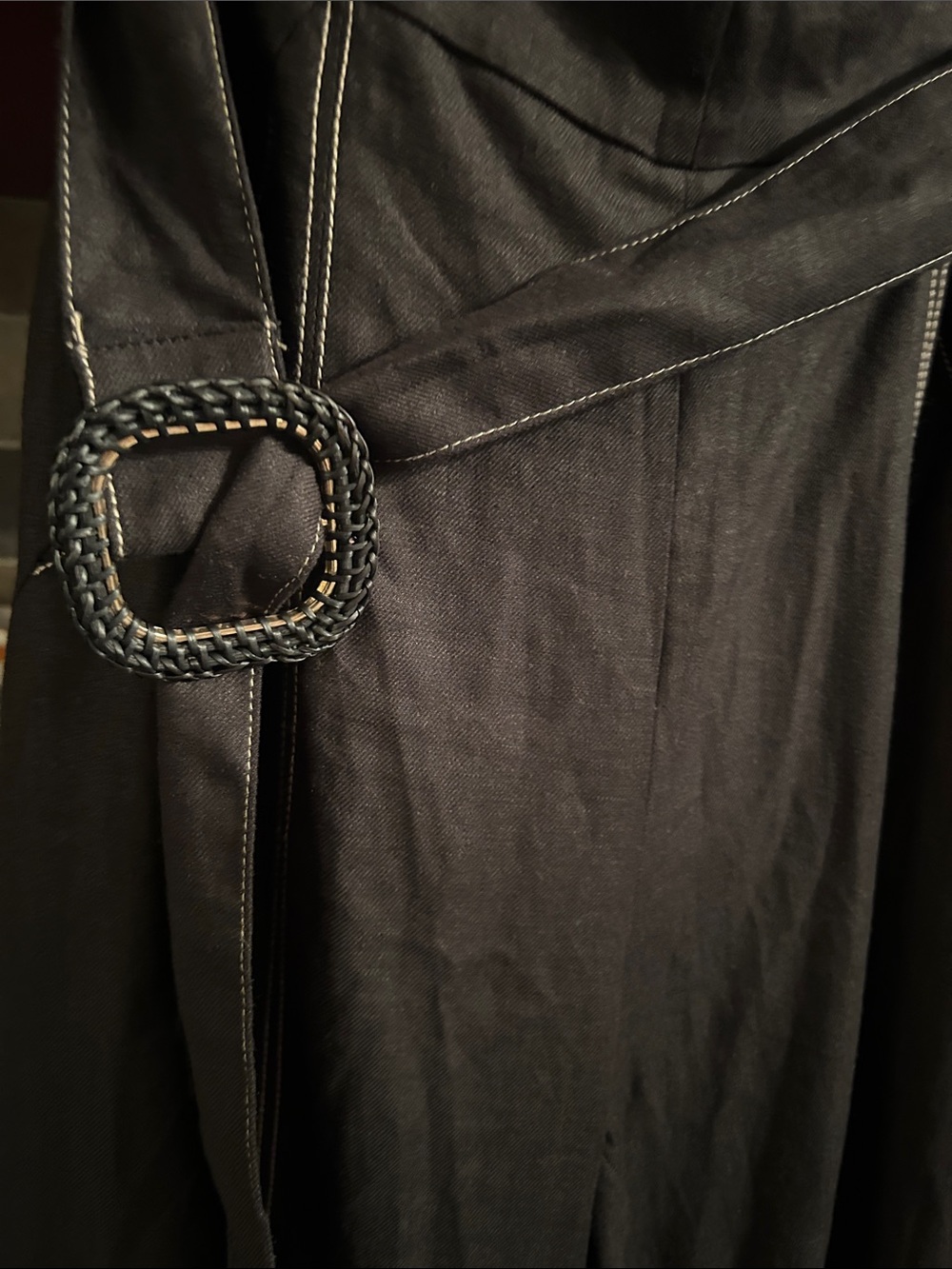 ZARA Black Strapless Linen Blend Belted Jumpsuit size medium - Picture 13 of 16
